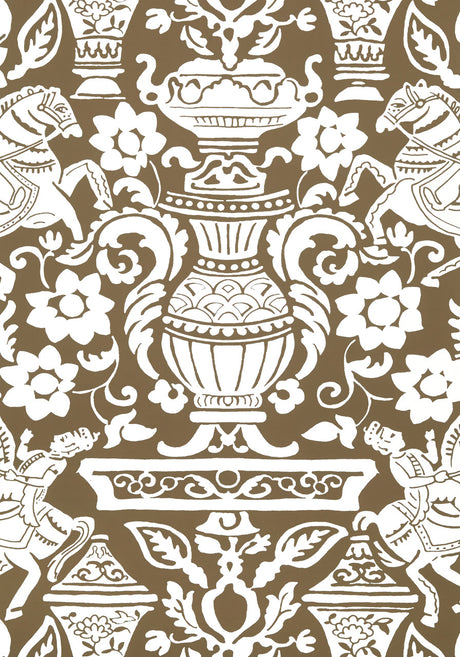 Galway wallpaper in Brown by Natty & Polly, full pattern view