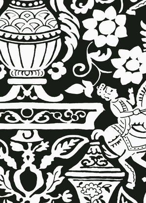 Galway wallpaper in Black by Natty & Polly, close-up of the pattern and texture
