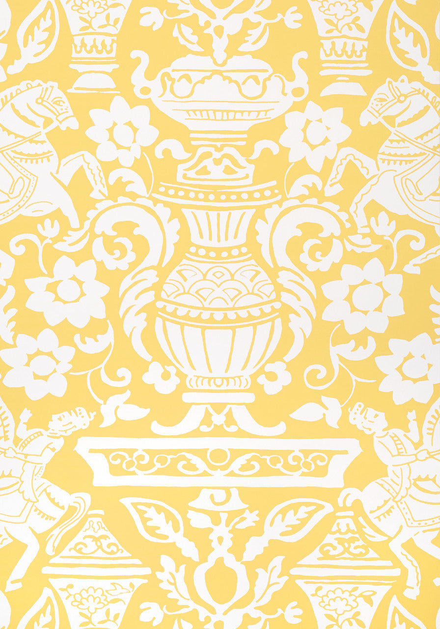 Galway wallpaper in Yellow by Natty & Polly, full pattern view