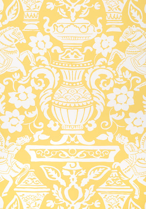Galway wallpaper in Yellow by Natty & Polly, full pattern view