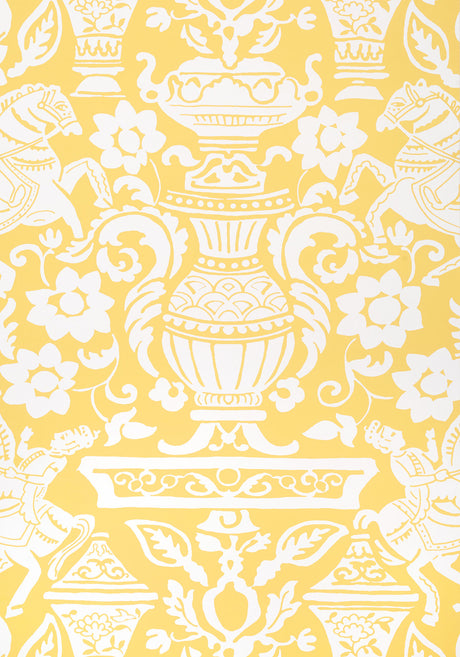 Galway wallpaper in Yellow by Natty & Polly, full pattern view