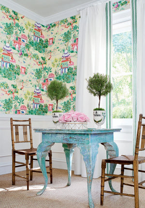 Mystic Garden wallpaper in Cream by Natty & Polly, full pattern view
