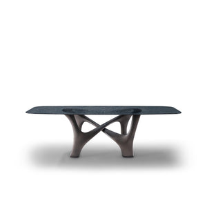 Lysandra Rippled Grey Glass Dining Table with Sculptural Base, Maison Debrah, , ,