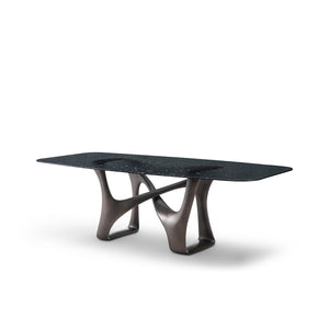 Lysandra Rippled Grey Glass Dining Table with Sculptural Base, Maison Debrah, , ,