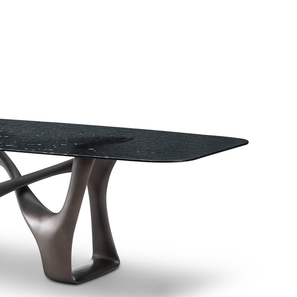 Lysandra Rippled Grey Glass Dining Table with Sculptural Base, Maison Debrah, , ,