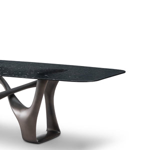 Lysandra Rippled Grey Glass Dining Table with Sculptural Base, Maison Debrah, , ,