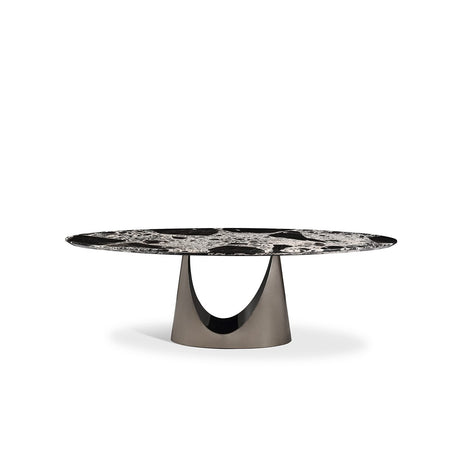 Démara Zebra-Grain Veneer Dining Table with Brushed Brass Base, Maison Debrah, , ,