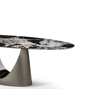 Démara Zebra-Grain Veneer Dining Table with Brushed Brass Base, Maison Debrah, , ,