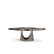 Ravissante Oval Grey Marble Pedestal Dining Table with Arched Base, Maison Debrah, , ,
