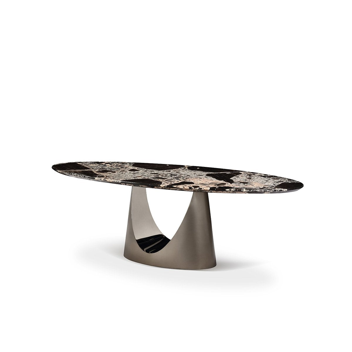 Ravissante Oval Grey Marble Pedestal Dining Table with Arched Base, Maison Debrah, , ,