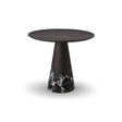 Maison Debrah Vallauris round dining table with dark grey elm top and black marble base