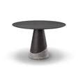 Frevon Round Elm & Silver Travertine Pedestal Dining Table, Maison Debrah, , ,