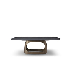 Chasson Rectangular Oak Dining Table with Brass-Tone Base, Maison Debrah, , ,