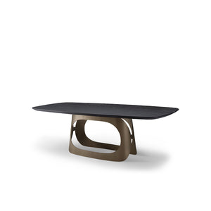 Chasson Rectangular Oak Dining Table with Brass-Tone Base, Maison Debrah, , ,