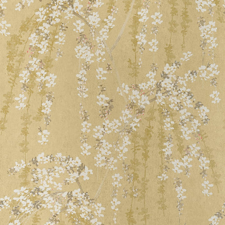 Weeping Blossom wallpaper in Gold by Natty & Polly, full pattern view