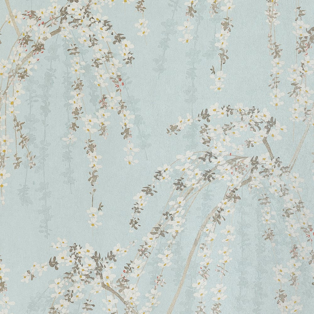 Weeping Blossom wallpaper in Blue by Natty & Polly, full pattern view