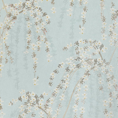 Weeping Blossom wallpaper in Blue by Natty & Polly, full pattern view
