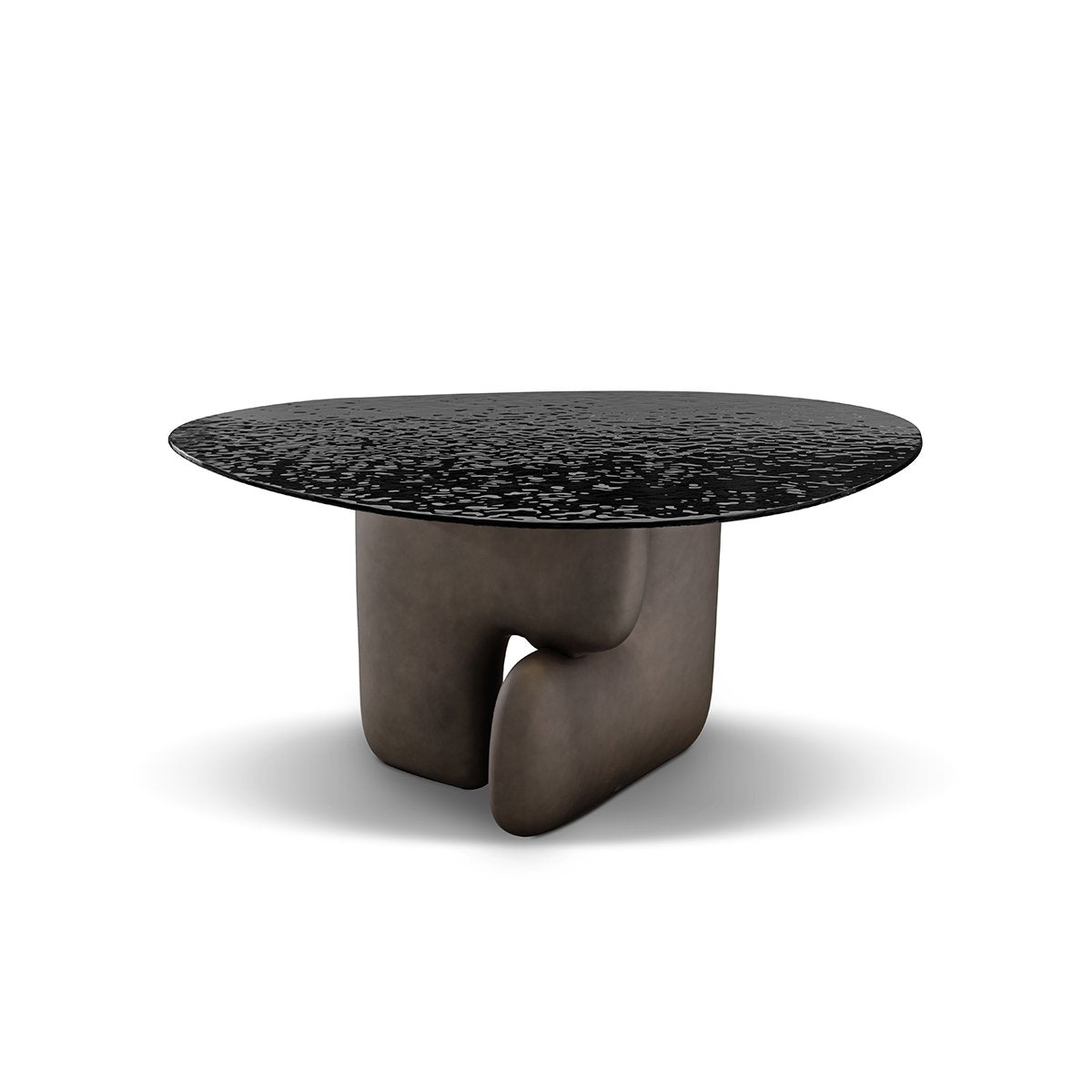 Caslen Round Ripple Glass Dining Table in Tawny & Grey, Maison Debrah, , ,