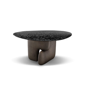 Caslen Round Ripple Glass Dining Table in Tawny & Grey, Maison Debrah, , ,