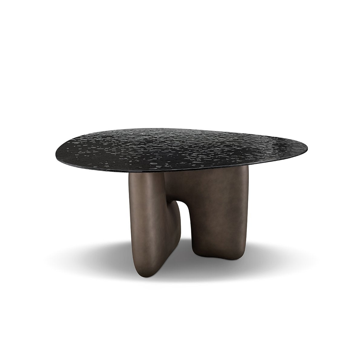 Caslen Round Ripple Glass Dining Table in Tawny & Grey, Maison Debrah, , ,