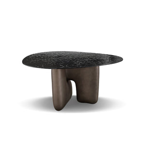 Caslen Round Ripple Glass Dining Table in Tawny & Grey, Maison Debrah, , ,