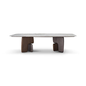 Clavène Fendi Snow White Marble Dining Table with Sculpted Base, Maison Debrah, , ,