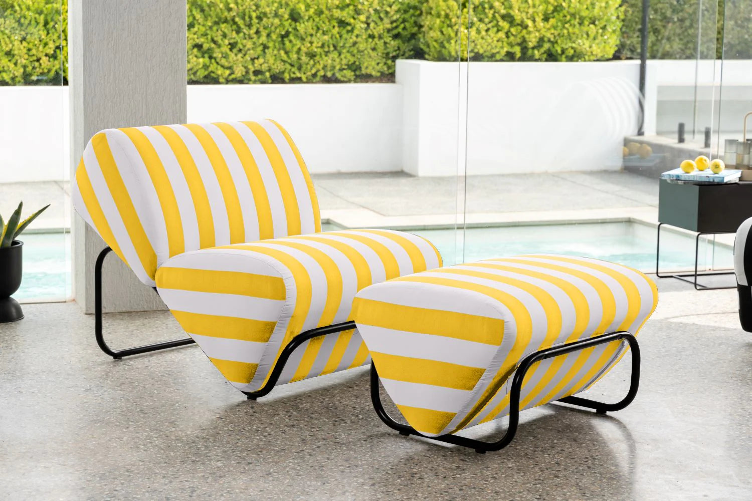 Outdoor Trend Module Lounge & Footstool Set, Cocolea, Powder Coat -Night Sky - Matt, Mallacoota - Sunshine,