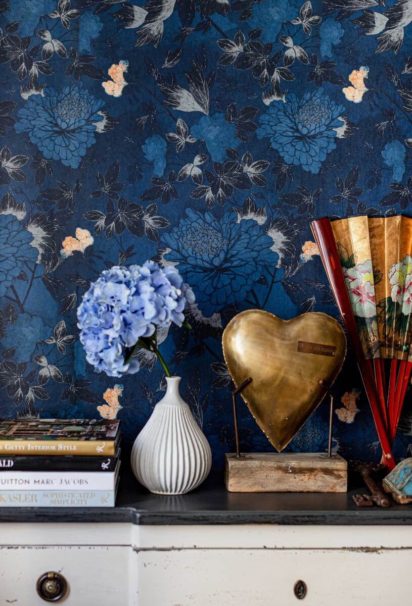 The Cantonese Garden Wallpaper in Blue, Cocolea Natty & Polly, , ,