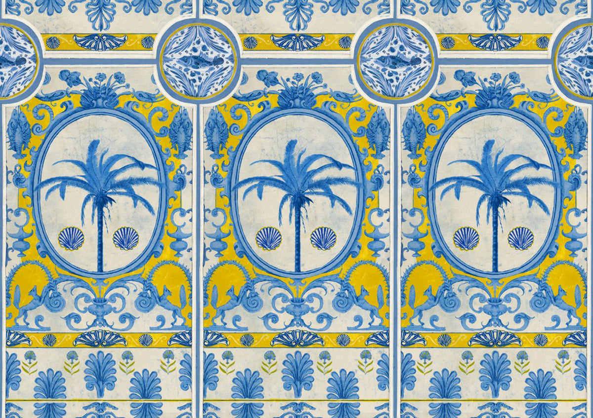 The Villa Wallpaper Mural, Cocolea Natty & Polly, Yellow, Mural (156 × 300 cm),