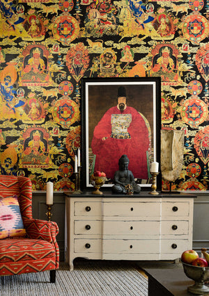 Tibetan Tapestry Wallpaper in Metallic, Cocolea Natty & Polly, Per roll (48.7 cm × 9 m), ,