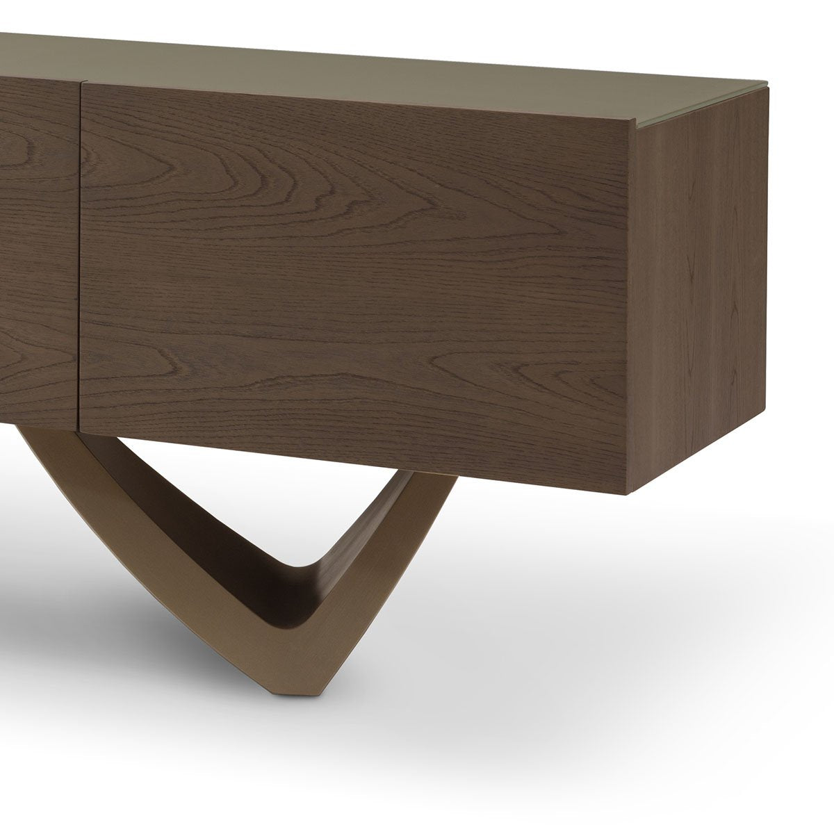 Oryel Light Grey Elm TV Unit with Dark Glass Top and Brass Legs, Maison Debrah, , ,