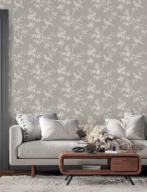 Covent Garden Wallpaper, Cocolea Natty & Polly, Vintage Grey, Per roll (53 cm × 10 m),