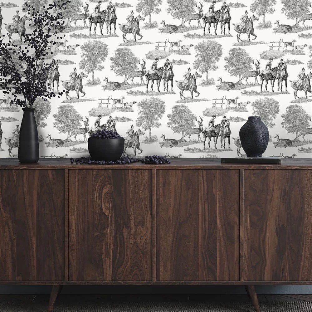 Studley Wallpaper, Cocolea Natty & Polly, Charcoal, Per roll (53 cm × 10 m),