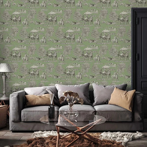 Studley Wallpaper, Cocolea Natty & Polly, Hunter Green, Per roll (53 cm × 10 m),