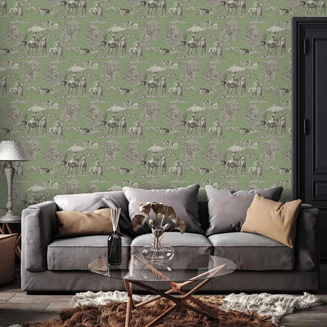 Studley Wallpaper, Cocolea Natty & Polly, Hunter Green, Per roll (53 cm × 10 m),