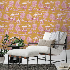 Studley Wallpaper, Cocolea Natty & Polly, Ochre, Per roll (53 cm × 10 m),