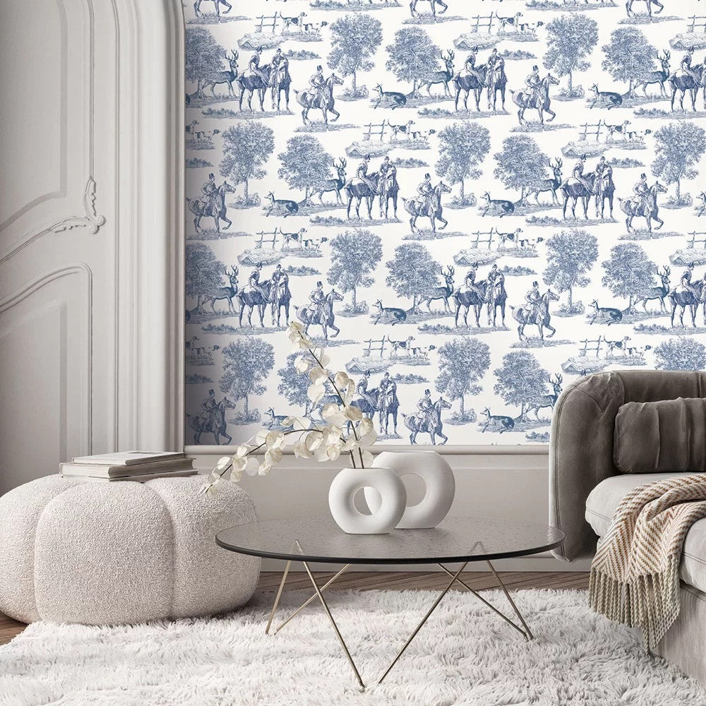 Studley Wallpaper, Cocolea Natty & Polly, Royal Blue, Per roll (53 cm × 10 m),