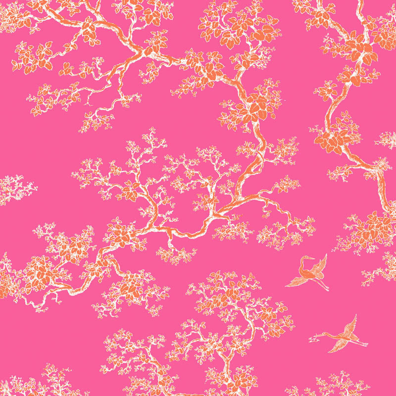 The Cranes wallpaper in Cabana by Natty & Polly, full pattern view