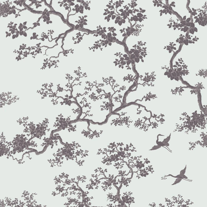 The Cranes wallpaper in Cloudburst by Natty & Polly, full pattern view