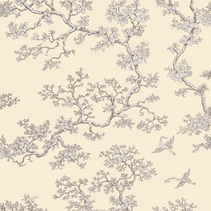 The Cranes wallpaper in Porcelain by Natty & Polly, full pattern view