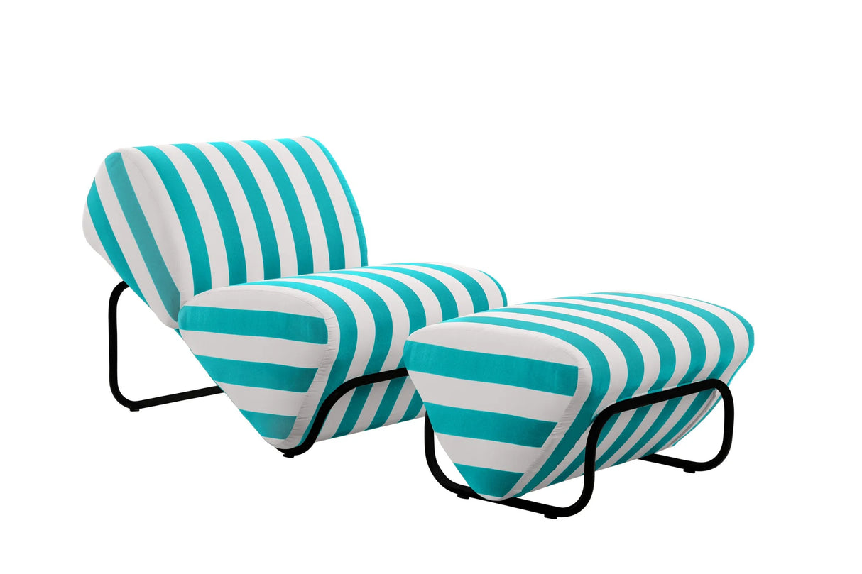 Outdoor Trend Module Lounge & Footstool Set, Cocolea, Powder Coat -Night Sky - Matt, Mallacoota - Turquoise,