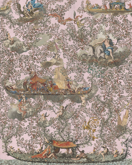 Journey to Eden wallpaper in Pink by Natty & Polly, full pattern view