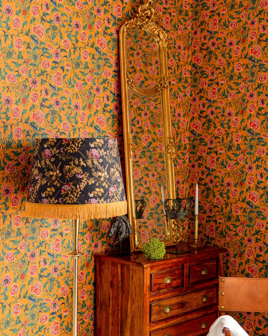 Chinese Ornament Wallpaper in Ochre, Cocolea Natty & Polly, , ,