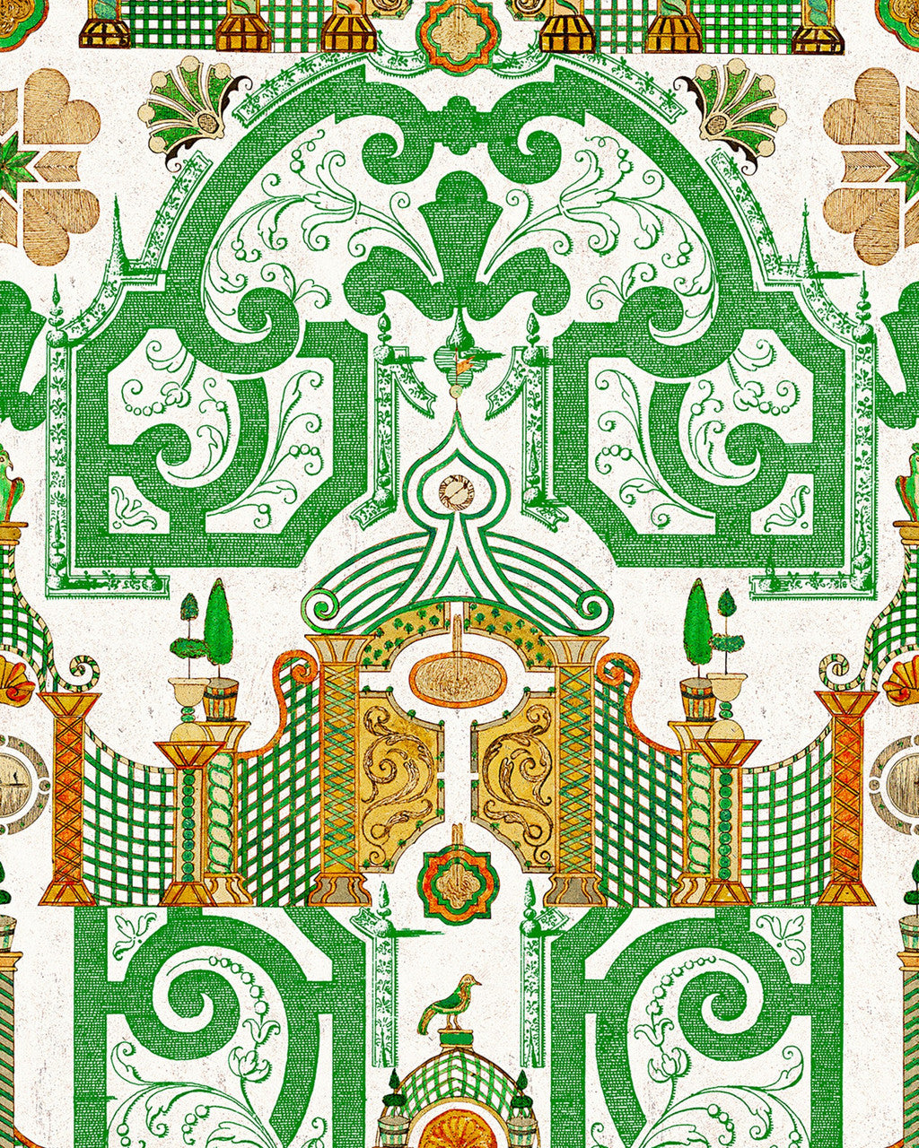 Emperor's Labyrinth Wallpaper, Cocolea Natty & Polly, Orange / Green, Per roll (52 cm × 9 m),