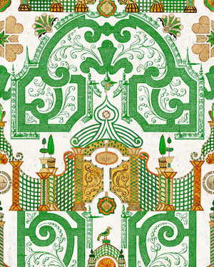 Emperor's Labyrinth Wallpaper, Cocolea Natty & Polly, Orange / Green, Per roll (52 cm × 9 m),