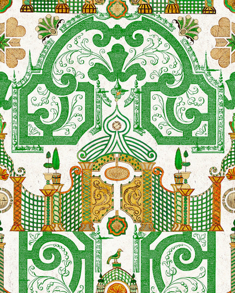 Emperor's Labyrinth Wallpaper, Cocolea Natty & Polly, Orange / Green, Per roll (52 cm × 9 m),