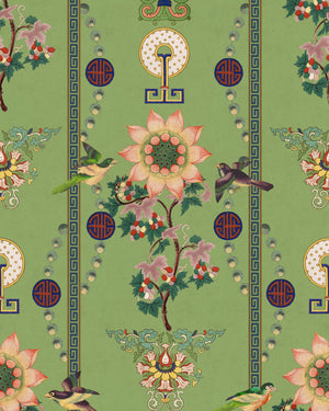 Lin Yuan Wallpaper, Cocolea Natty & Polly, Green, Per roll (52 cm × 9 m),