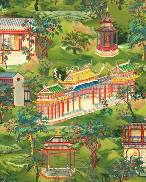 Yuyuan Wallpaper in Green, Cocolea Natty & Polly, , ,