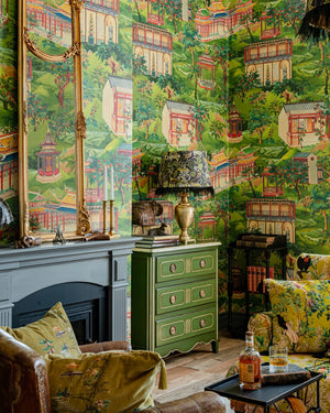 Yuyuan Wallpaper in Green, Cocolea Natty & Polly, , ,