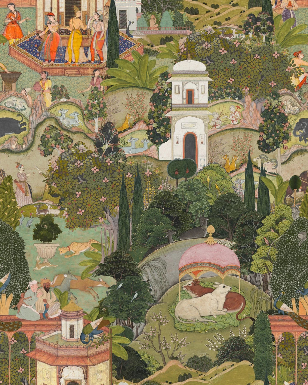 Gardens of Jaipur wallpaper in Multi by Natty & Polly, full pattern view